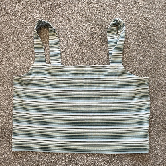 American‎ Eagle Outfitters Women's Green and White Crop Tank Top Size XL - Picture 2 of 8